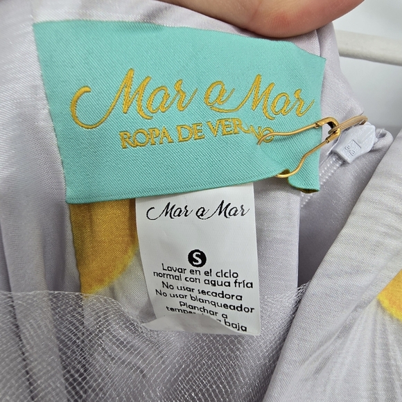 Mar a Mar silver dandilioan long puff sleeve dress size small - Picture 5 of 7